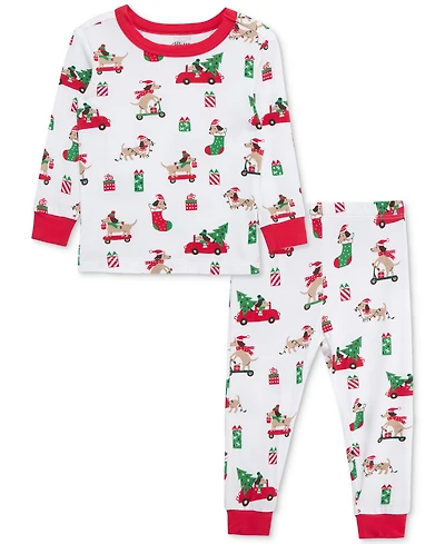 Little Me Baby Puppy-Print Holiday Pajama Top & Pants, 2 Piece Set