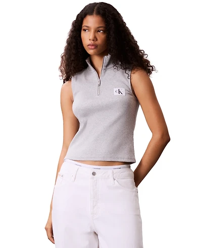 Calvin Klein Jeans Women's Sleeveless Quarter Zip Top
