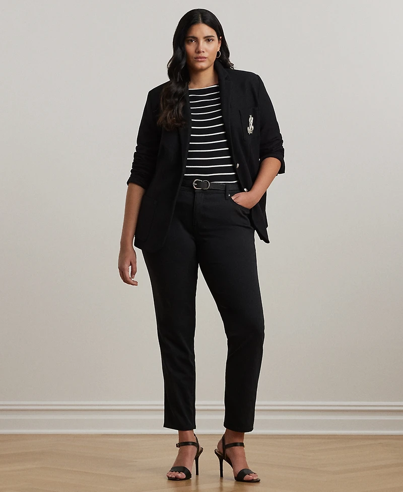 Lauren Ralph Plus Striped Cotton Boatneck T-Shirt