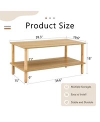 Streamdale Modern 2-Tier Living Room Coffee Table with Open Shelf and Durable Legs