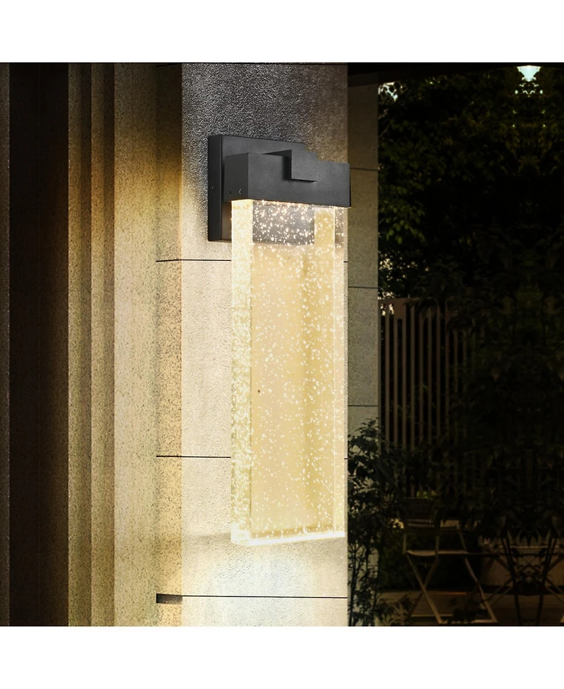 Streamdale 12W Modern Led Outdoor Wall Sconce with Crystal, Black Finish