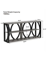 Streamdale Industrial Console Table, 70.87" Entryway Table with Storage, Black