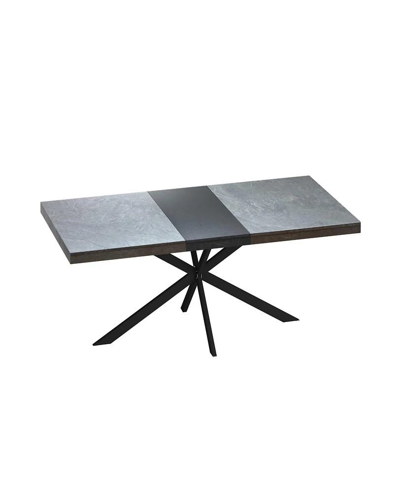 Streamdale Furniture Retro Stretch Dining Table with Storage Box, Stone Top