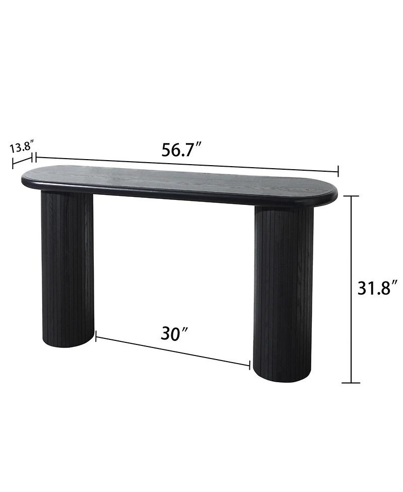 Streamdale Black Fluted Console Table - 56" Entryway/Sofa Table for Living Room