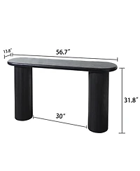 Streamdale Black Fluted Console Table - 56" Entryway/Sofa Table for Living Room