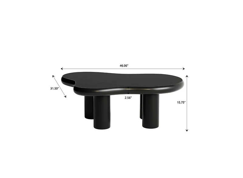 Streamdale Modern Cloud Coffee Table with Solid Legs (Black)