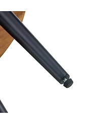 Streamdale Furniture Natural Wood Round Coffee Table - 23.6" Diameter, Black Metal Leg