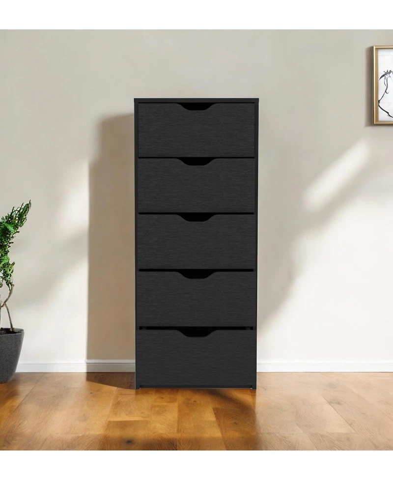 Five Drawer Standard Chest for Bedroom Storage and Clothes Organization