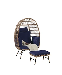 Streamdale Oversized Wicker Egg Chair with Ottoman