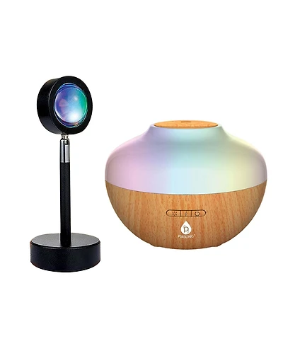 Pursonic Sunset Projector Table Lamp & Essential Oil Aroma Diffuser Bundle