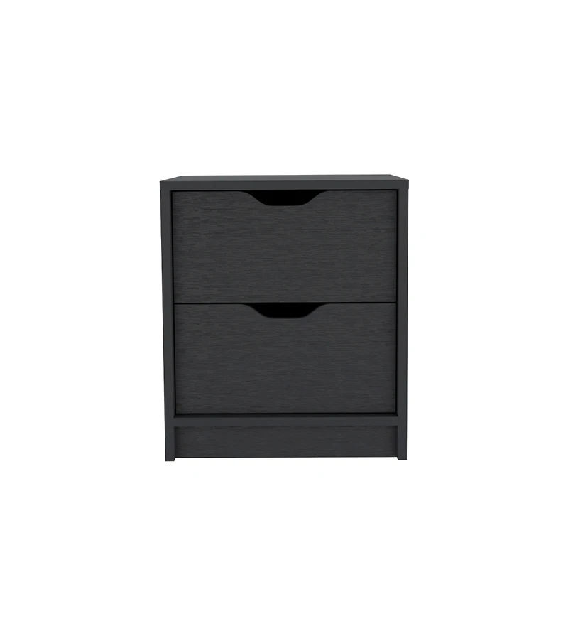 Two Drawer Faux Wood Nightstand for Bedroom Storage and Bedside Table