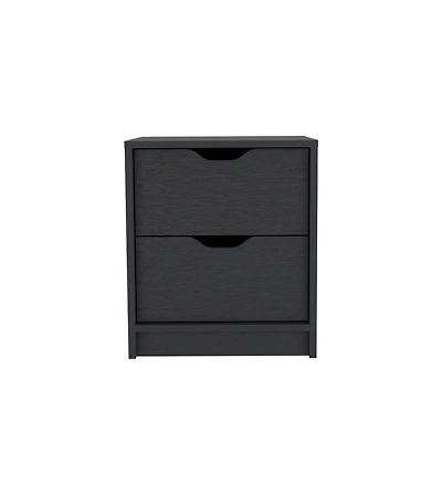 Two Drawer Faux Wood Nightstand for Bedroom Storage and Bedside Table