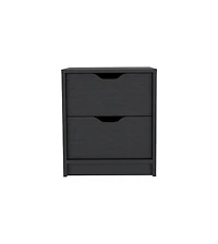 Two Drawer Faux Wood Nightstand for Bedroom Storage and Bedside Table