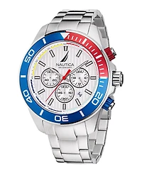 Nautica Men's Chronograph Silver-Tone Stainless Steel Watch Set, 48mm