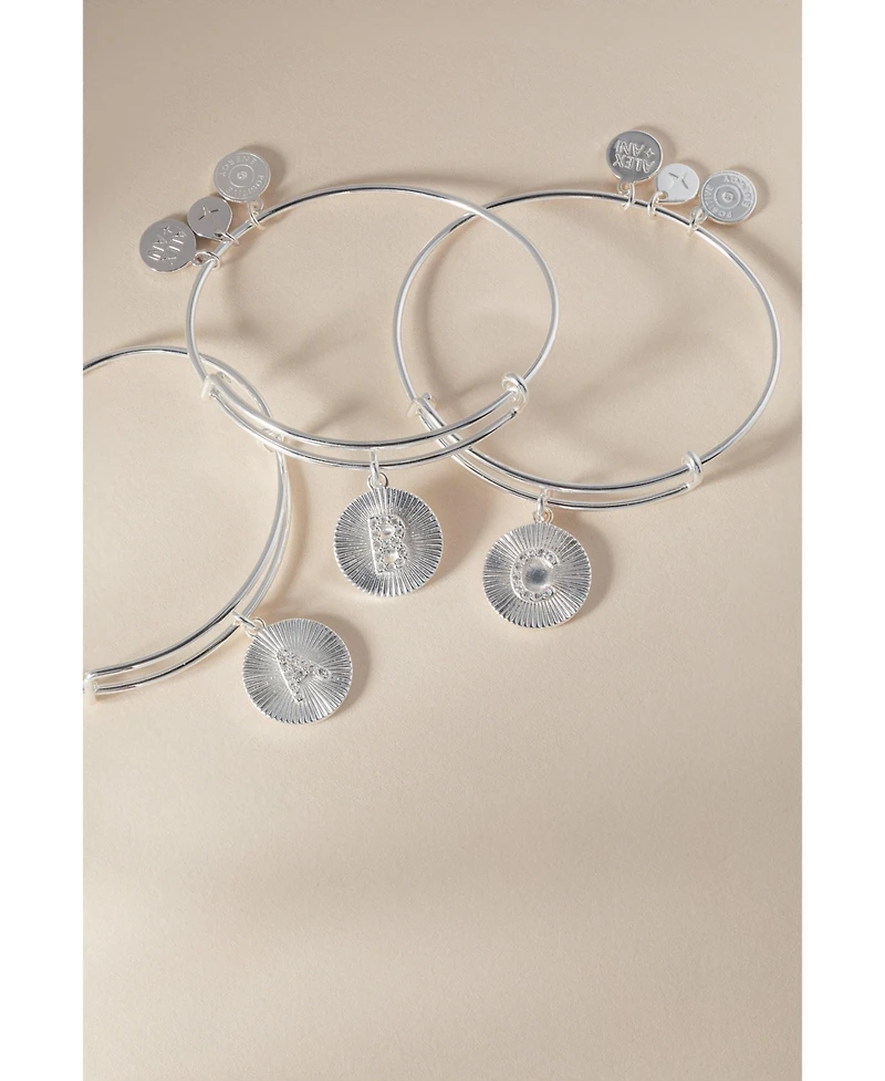 Alex and Ani Pave Starburst Texture Initial Bangle Bracelet V