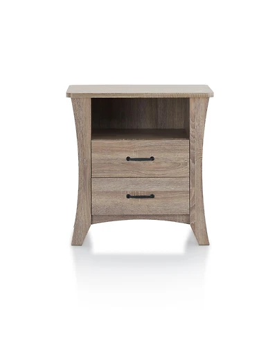 Two Drawer Nightstand for Bedroom Storage and Bedside Organization