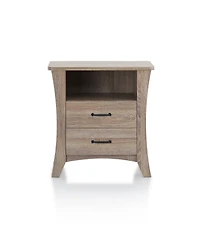 Two Drawer Nightstand for Bedroom Storage and Bedside Organization