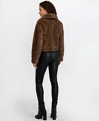 Karl Lagerfeld Paris Women's Printed Faux-Fur Bomber Jacket