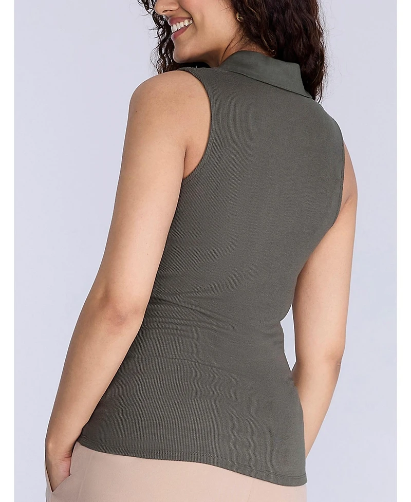 Motherhood Maternity V-Neck Sleeveless Polo Top