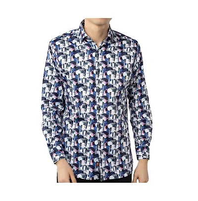 Luchiano Visconti Men's Multicolor printed Shapes shirt