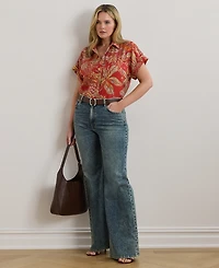 Lauren Ralph Plus Relaxed-Fit Floral Short-Sleeve Shirt