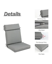 Aoodor 4Pcs Outdoor Cartridge High Back Dining Chair Cushion Set, Fade and Water Resistant Polyester Fabric Cover with Ties Zipper