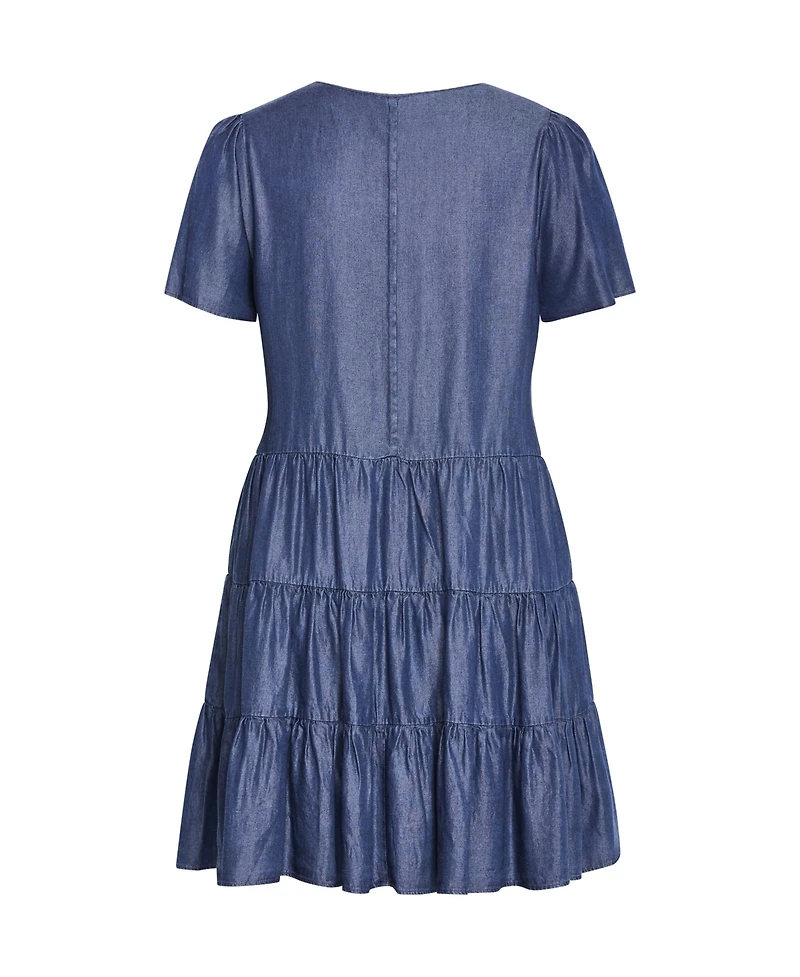 City Chic Plus Denim Tier Dress