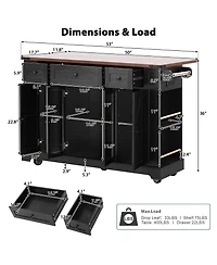 Streamdale 53" Farmhouse Kitchen Island Cart