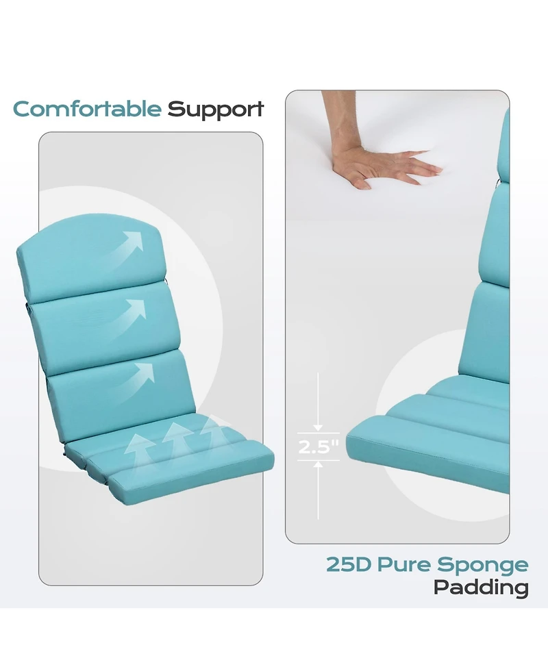 Aoodor Patio Chair Cushions for Adirondack Chairs, High-Back Design, 52"x20"x2.5" Olefin Fabric Slipcovers with Ties, Outdoor Furni