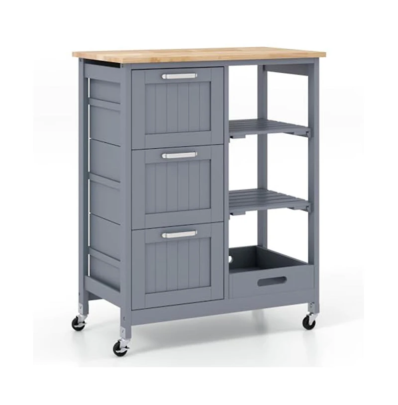Rolling Kitchen Island Utility Storage Cart with 3 Large Drawers
