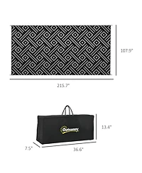 Reversible Outdoor Rug, 9' x 18' Waterproof Plastic Straw Floor Mat, Portable Rv Camping Carpet with Carry Bag, Large Floor Mat for Backyard, Deck, Pi