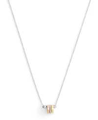 Coach Faux Stone Signature Safety Pin Rondelle Pendant Necklace