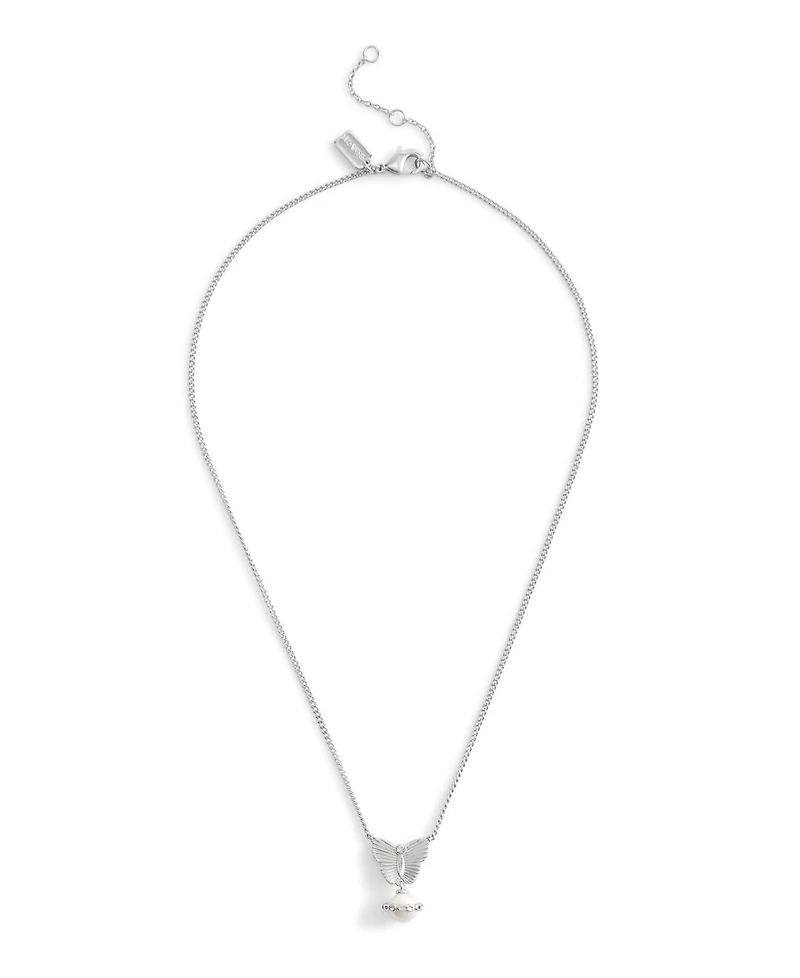 Coach Faux Stone Signature Heritage Butterfly Cultivated Pearl Pendant Necklace