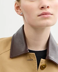 Coach Rhodium Signature Heritage Heart Stud Earrings