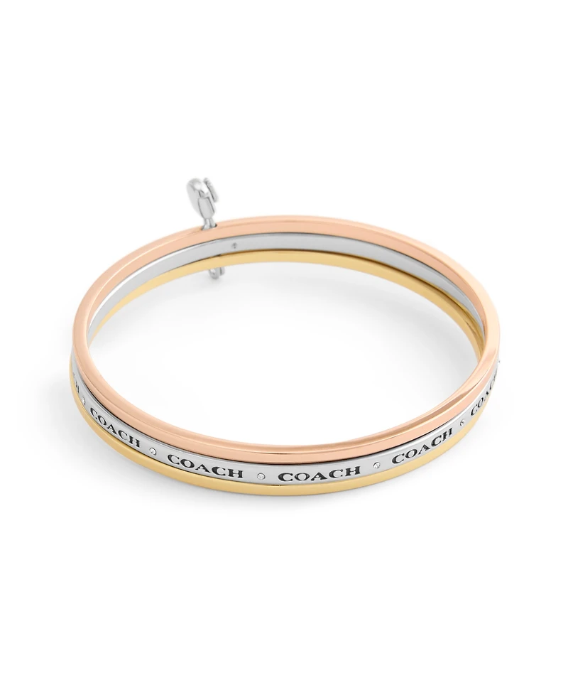Coach Faux Stone Signature Safety Pin Bangle Set
