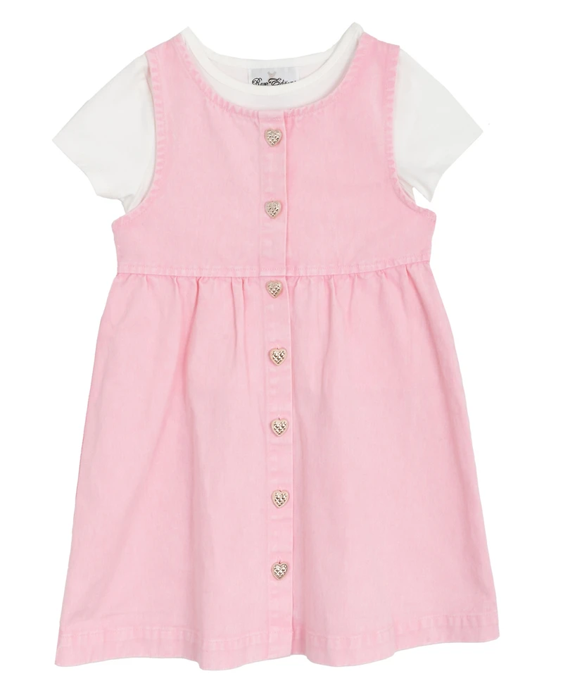 Rare Editions Toddler and Little Girls 2-Piece T-Shirt Denim Dress Set