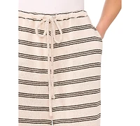 CeCe Women's Relaxed Striped Drawstring Wide-Leg Pants