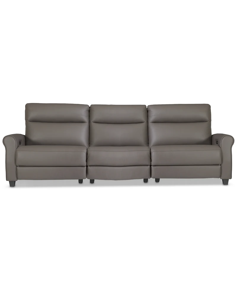 Thandler 3-Pc. Leather Sofa with 3 Power Recliners, Exclusively at Macy's