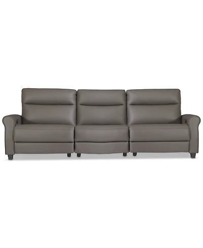 Thandler 3-Pc. Leather Sofa with 3 Power Recliners, Exclusively at Macy's