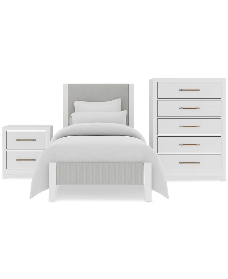 Catriona 3pc Bedroom Set (Twin Upholstered Bed, Chest & 2-Drawer Nightstand), Created for Macy's