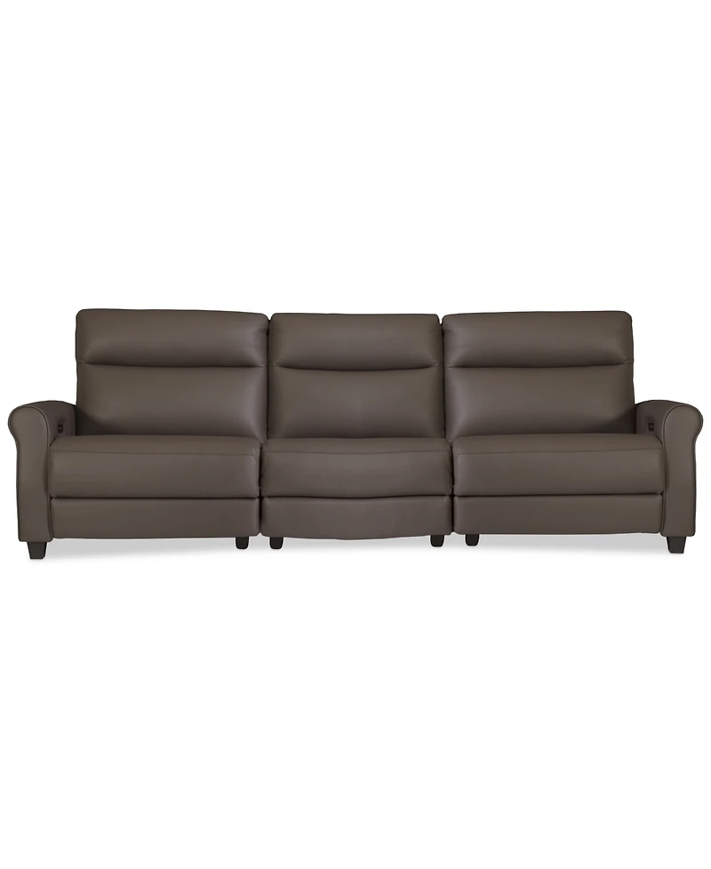 Thandler 3-Pc. Leather Sofa with 3 Power Recliners, Exclusively at Macy's