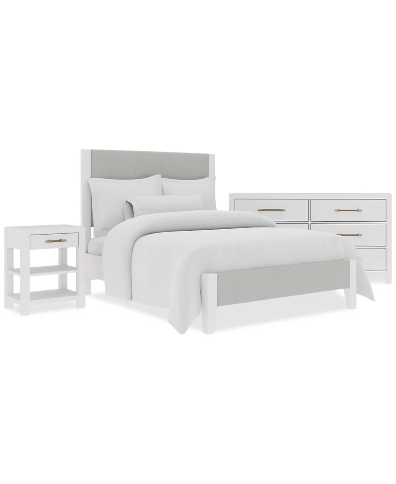Catriona 3pc Bedroom Set (Full Upholstered Bed, Dresser & Open Nightstand), Created for Macy's