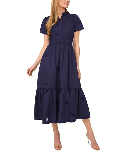 CeCe Women's Short-Sleeve V-Neck Midi Dress