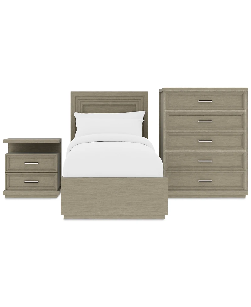 Cascade 3-Pc. Bedroom Set (Twin Bed, Chest & Nightstand)