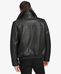 Andrew Marc Black Label Men's Hedland Leather Jacket with Shearling Collar