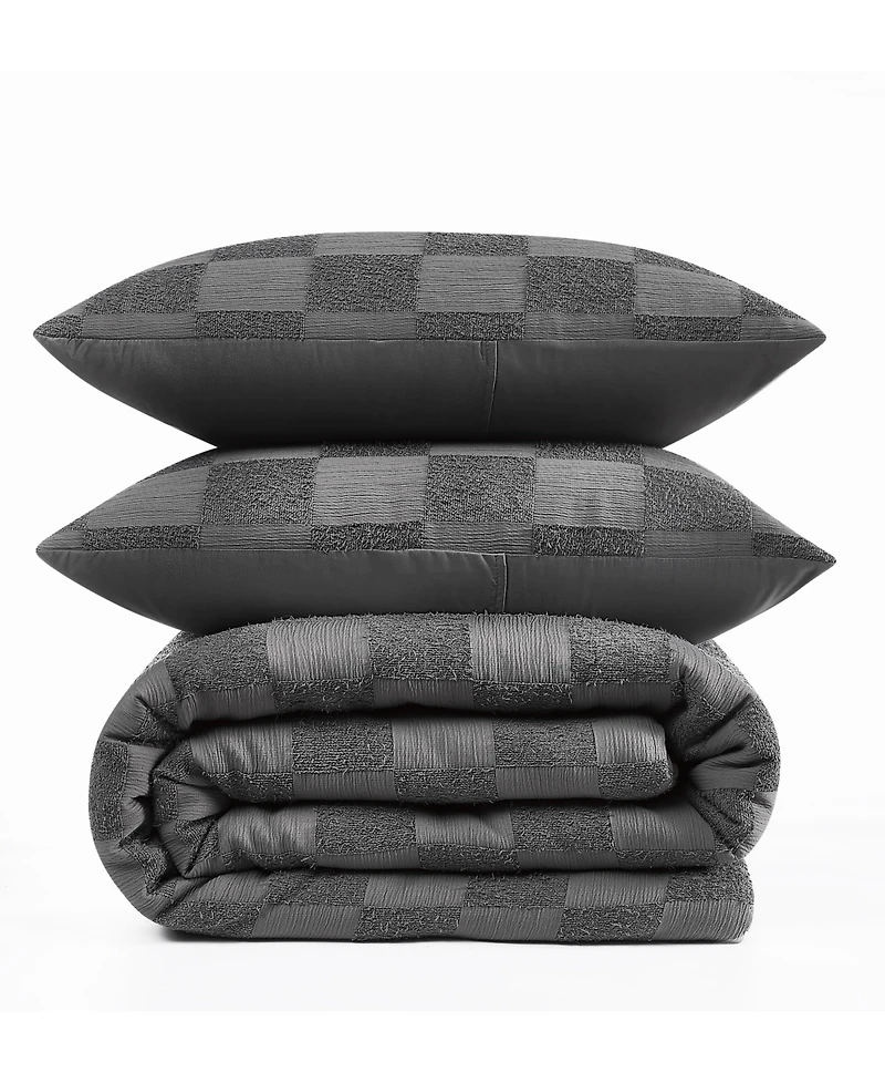 Truly Soft Textured Checkered 3-Pc. Comforter Set, Full/Queen