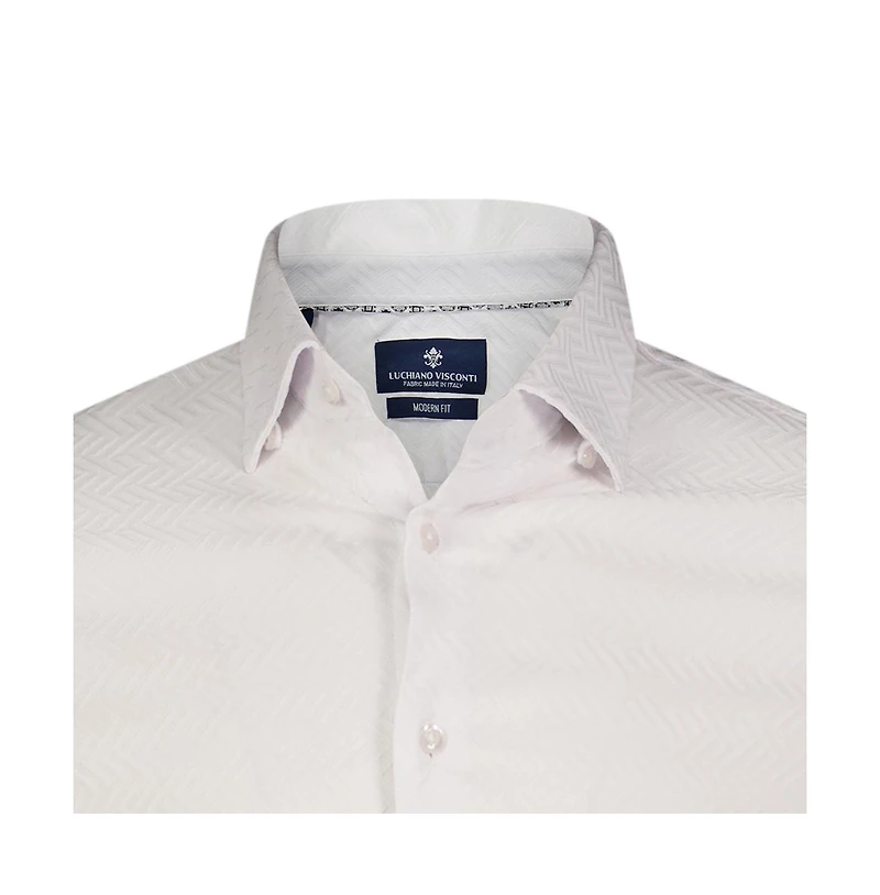 Luchiano Visconti Men's White with ZigZag Print shirt