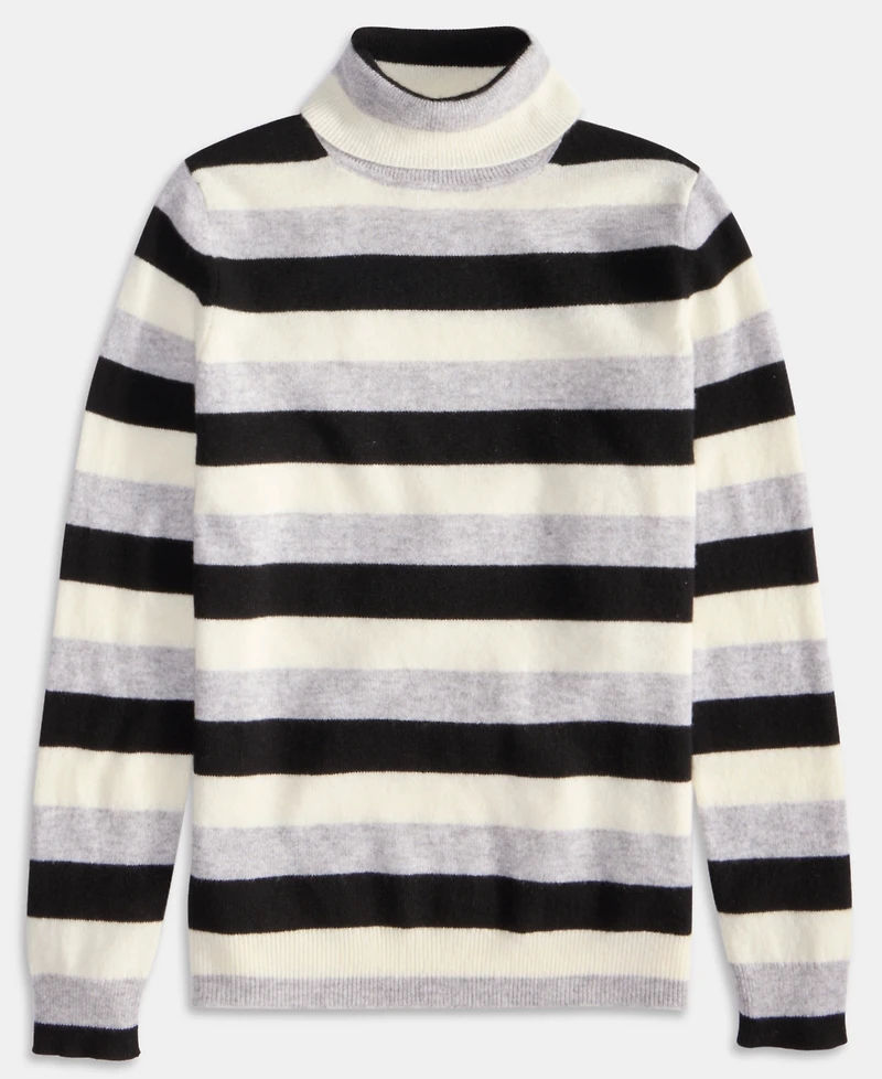 Charter Club Women's 100% Cashmere Multi-Stripe Turtleneck Sweater, Macy's Exclusive