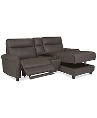 Thandler 3-Pc. Leather Chaise Sectional with 1 Storage Console, Exclusively at Macy's