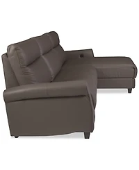 Thandler 3-Pc. Leather Chaise Sectional with 1 Drop Down Table, Exclusively at Macy's